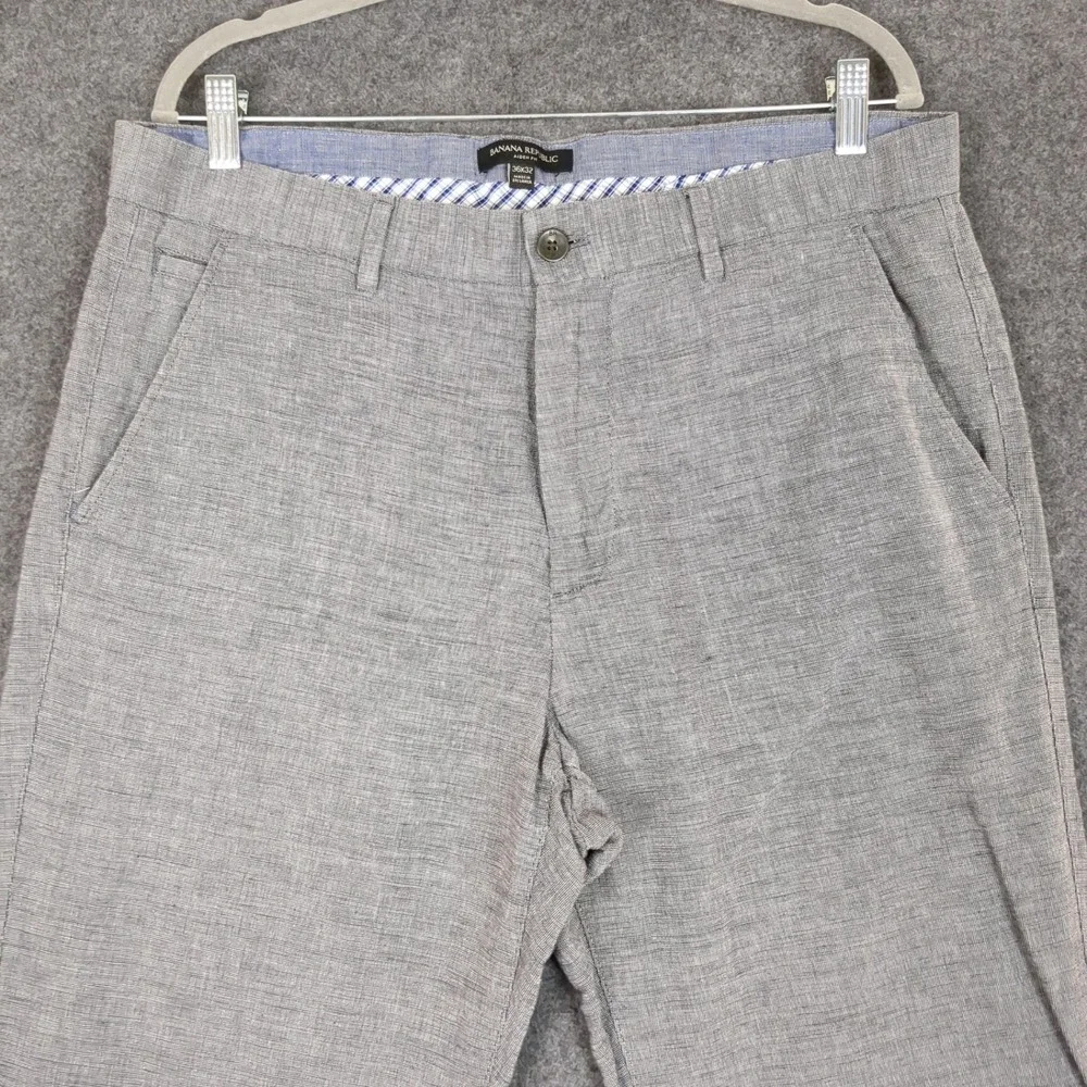 Banana Republic Aiden Fit Mens 36x32 Gray Linen Blend‎ Slim Chino Pants Slacks